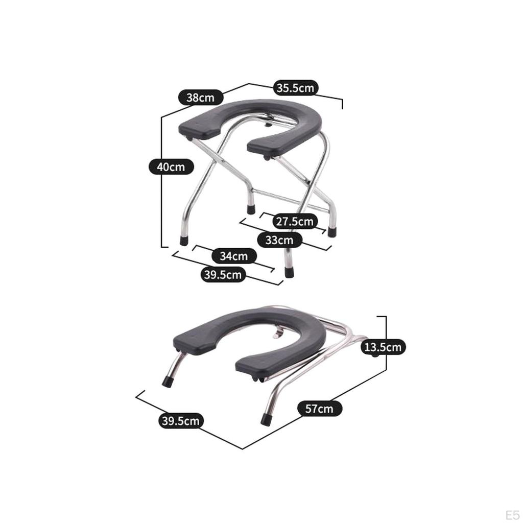 Foldable Toilet Seat Bedside Commode Elderly Squat Stool for Bathroom