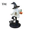 Hand Painted Resin Ghost Decor Halloween Figurine, Vintage Cute Holding Unique Gothic Room Accents Pumpkin Lantern Statue for Indoor Home Table