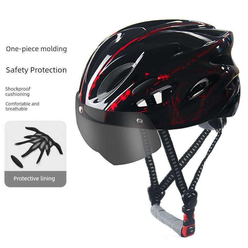 Bicycle Riding Helmet, Color-Changing Magnetic Goggles, Adult Men's and Women's Mountain Bike, Road Bike Safety Helmet, Takeaway Helmet