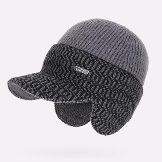 Riding Hat Soft Plush Inner Wide Brim Ear-Protecting Knitting Baseball