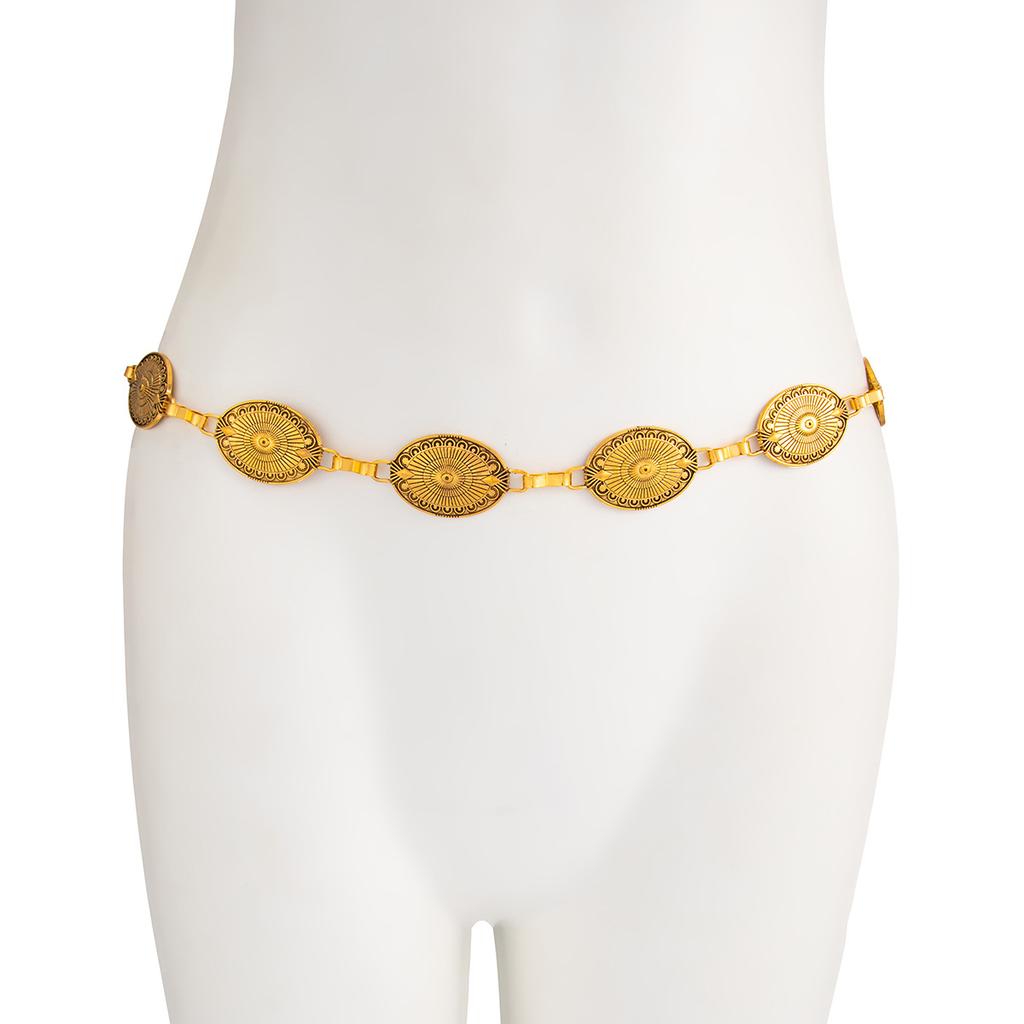 Y2K Adjustable Metal Belt Belly Chain for Women 2025 Trendy Jewelry Accessories Vintage Geometric Turquoise Body Chain
