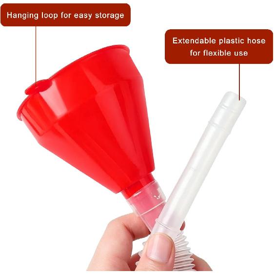 Plastic Fuel Funnel with Long Hose, Small Wide-Mouth Vehicle Engine Oil Gas Funnel, Flexible Automotive Funnels for Gas Fuel Gasoline Water Fluid