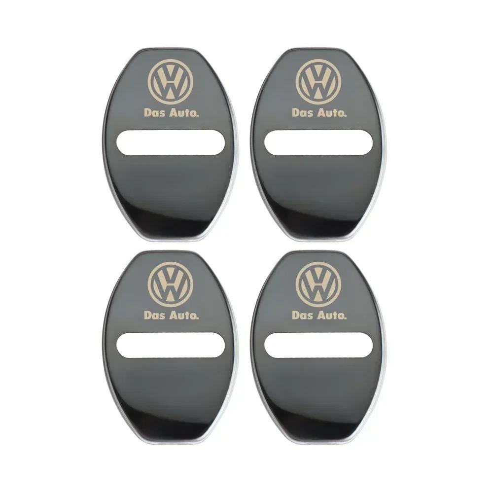 4pcs Car Door Lock Protective Cover Metal Sticker For Volkswagen VW GTI R Golf Polo Tiguan Passat Jetta Lavida Rline Accossories zj3
