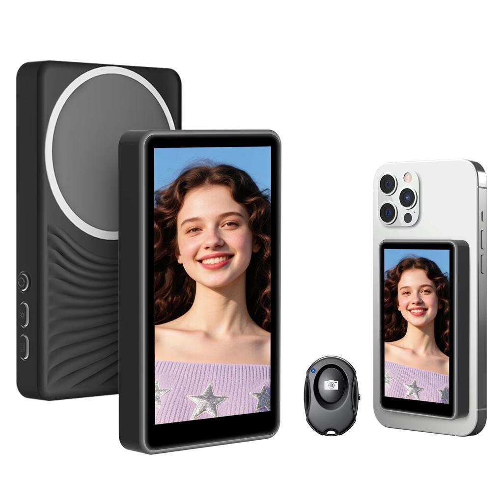Vlog Selfie Monitor Screen 4k 30fps Bluetooth Remote, Back Camera Monitor Phone For Selfie Vlog Live Stream