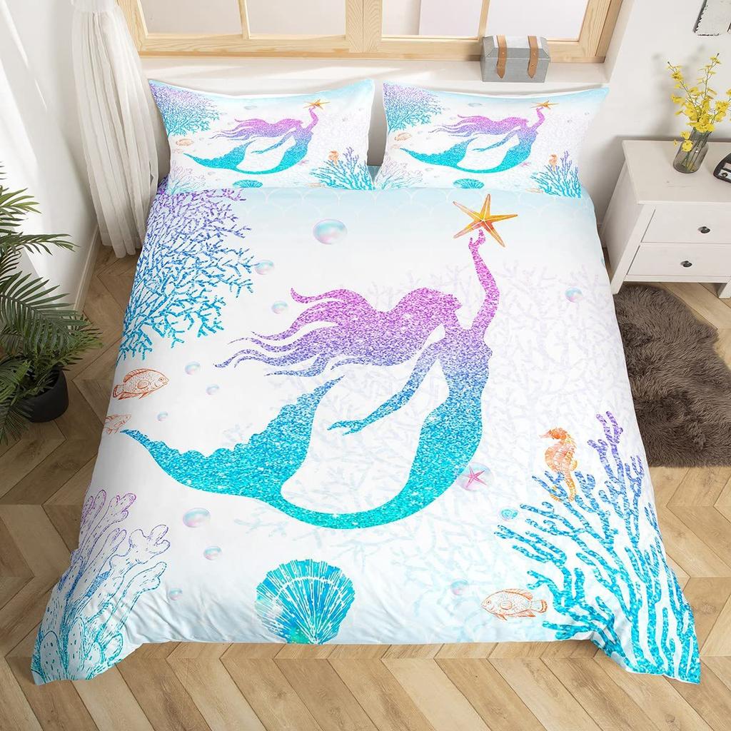 Nautical Anchor Three-Piece Quilt Cover 3D Digital Printing Bedding Set Geometric Striped Bed Cover