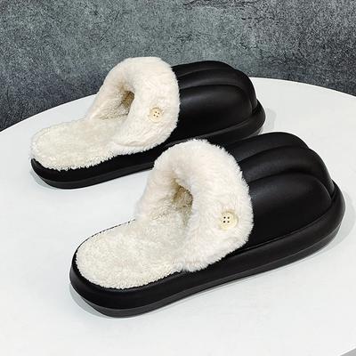 Chaussons de Maison Mode Hiver Garder au Chaud Intérieur Bout Rond Pantoufles Décontractées Confortables Résistantes à l'Usure Imperméables Plus Velours Chaussures Plates