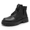 New Luxury Brand Black Men Genuine Leather Boots Fashion Lightweight Biker Boots Men Comfy Casual Outdoor Antiskid Ankle Boots