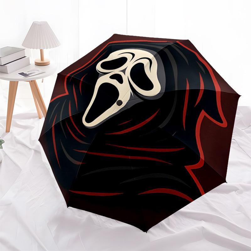 1 Stück Schrei-Maske Automatischer Faltschirm - Kompaktes 8-Rippen-Design, Langlebiger Kunststoff & Eisen, Tägliche Nutzung F010608