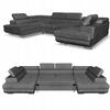 U-shaped Corner Sofa Bed, Extendable F. Bosso Family Sleeping Furniture Grey Velvet