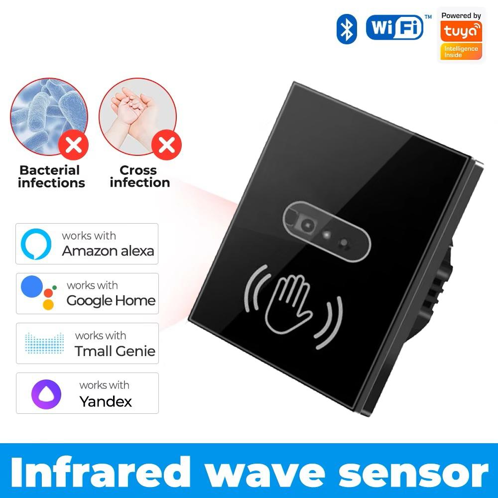Modern LED PC Glass Screen Panel Wall Light Free Infrared Hand Wave Sensor Switch 10A WiFi 110V CN/GUA Origin