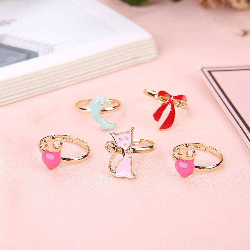 Adjustable Flower Animal Ring 36 Pcs Kawaii Cartoon Children Rings Gift for Kids