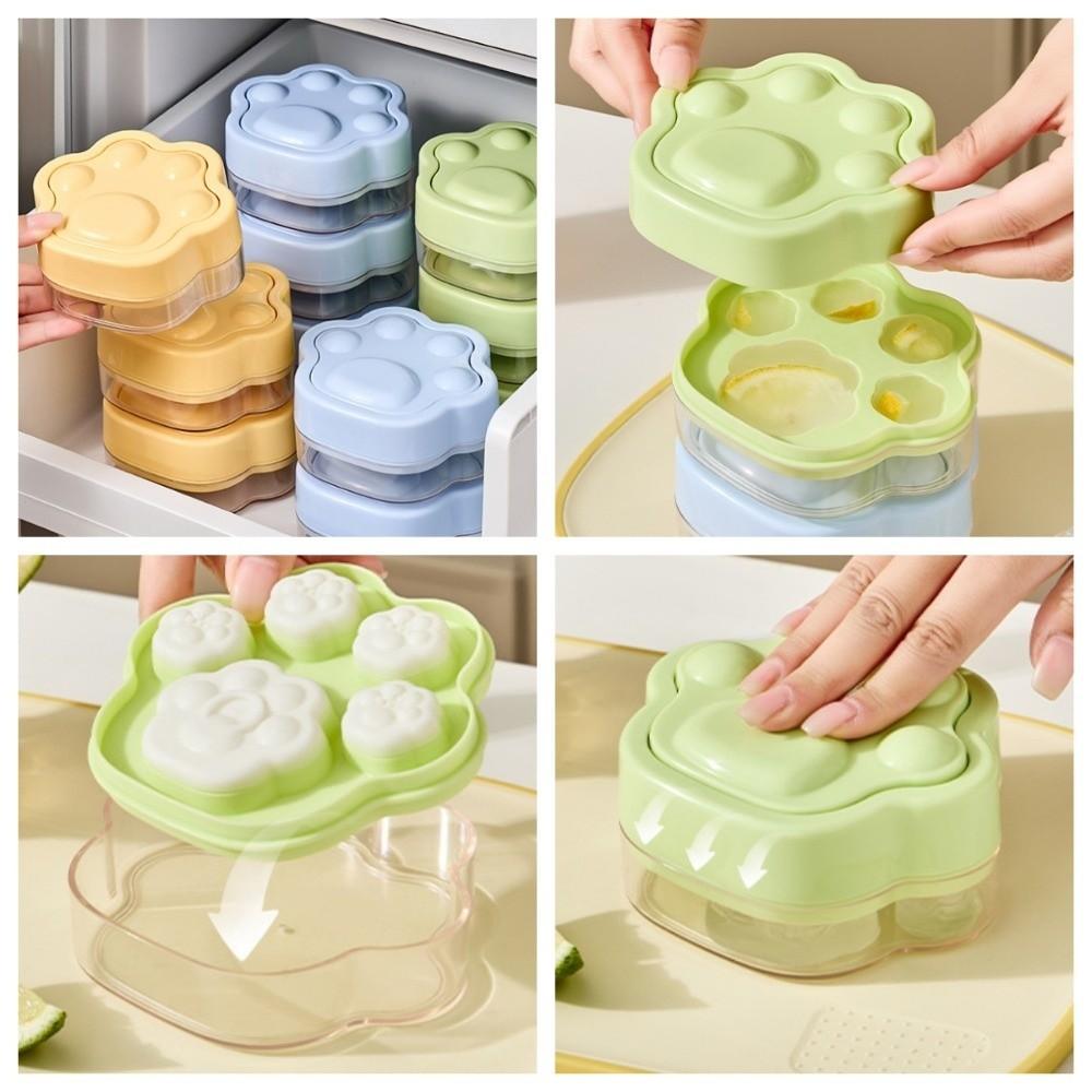 BPA Free Cat Paw Ice Block Mold Easy Demolding Pressing Ice Box Cute Ice Making Mold  Summer