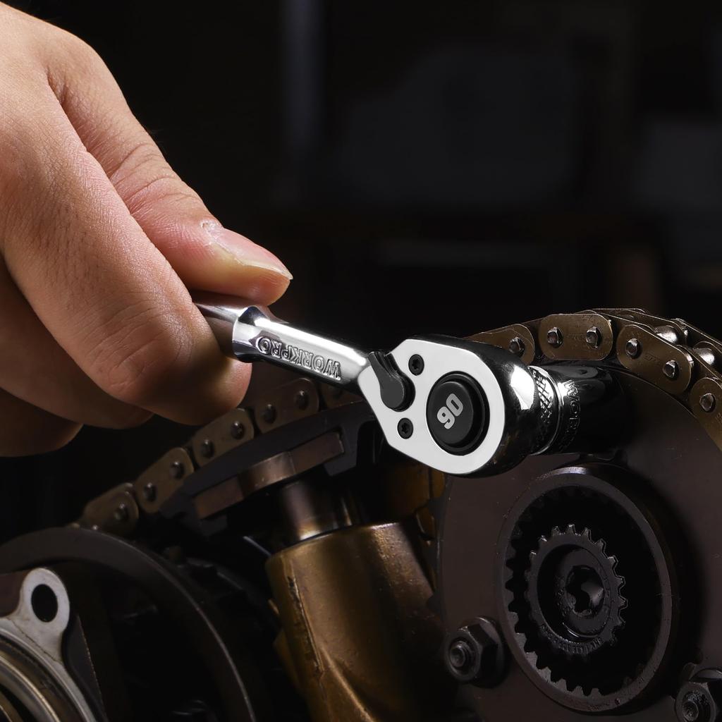 WORKPRO Ratchet Slim Ratchet Easy Rotation Direction Quick Release Compact Design for Tightening and Loosening and Car Machine and DIY Handle, Wrench,