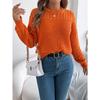 Fashionable Women's Oversized Relaxed-Fit Solid-Colour Lace-Up Lantern-Sleeve Pullover Knitwear