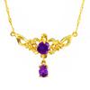Amethyst Zircon Gold-plated Sunflower Necklace for Women, Gold Gemstone Pendant, Sand Gold Clavicle Necklace for Girls