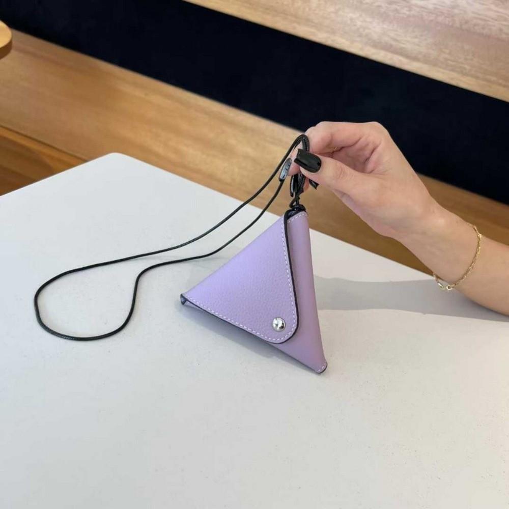 

Elegant Folding Triangle Pouch Anti-splash Water Vintage Hanging Neck Coin Purse Mini Solid Color Detachable Earphone Bag