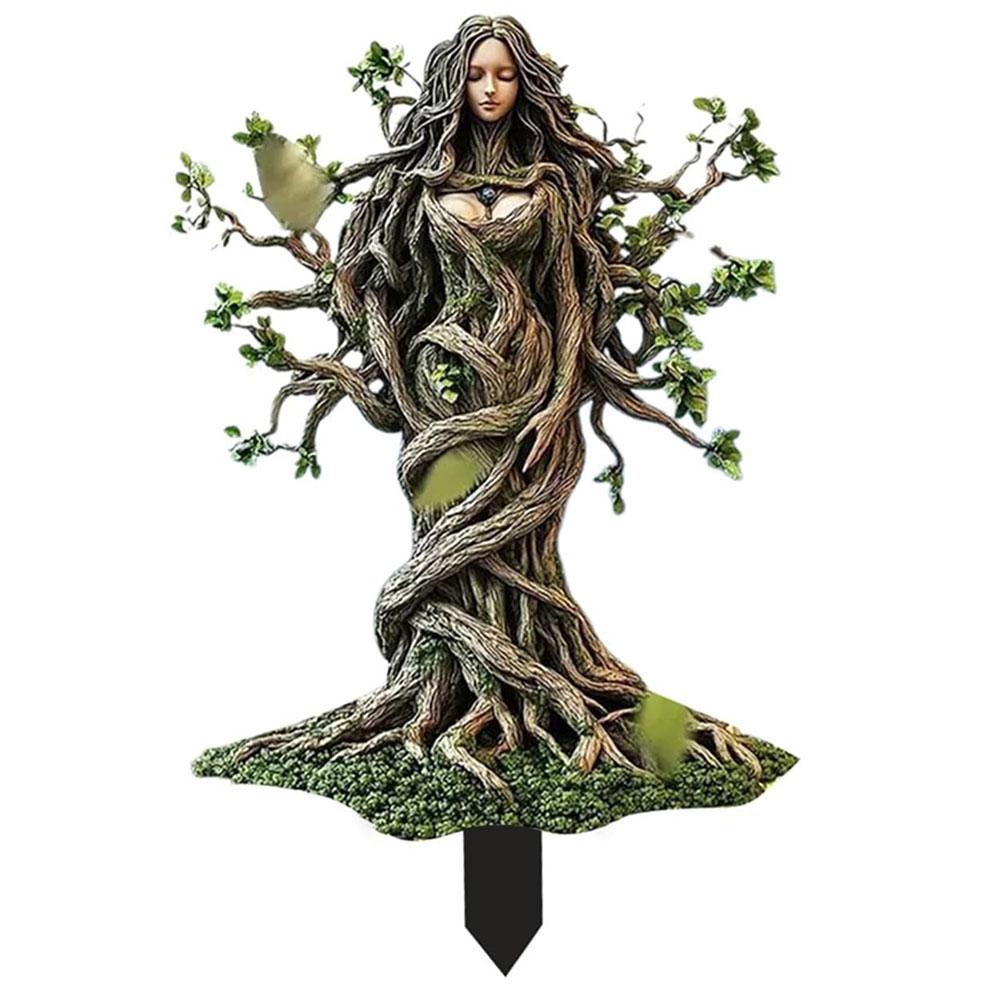 2D Waldgartenpfahl Sitzender Elf Pfahl Stehender Baum Elf Pfahl für Rasen Dekorative Garten