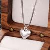 Silver Plated 3D Heart Pendant Necklace & Hoop Earring Jewelry Set, Minimalist Box Chain Set for Women