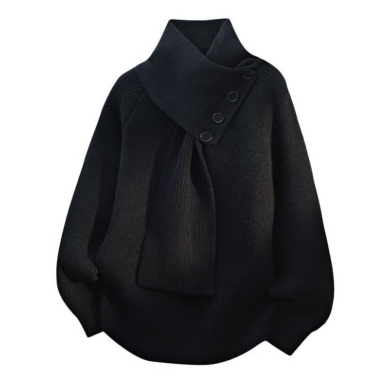 Loose Knit Sweater Oversized Pullover Scarf Top Lazy Style Winter Fall Women Fashion Casual Comfortable