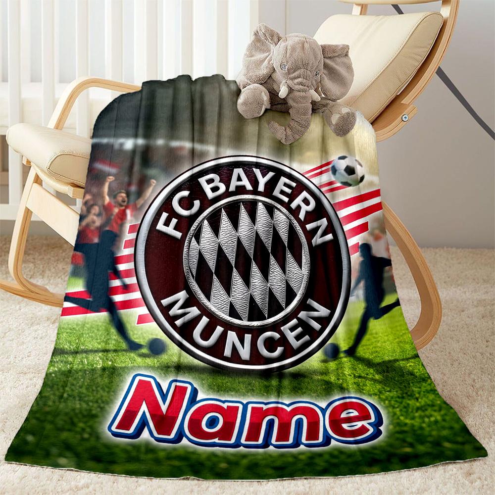 Bayern Munich Fan Gear Customize Your Name Blanket Cozy Customizable Blanket Durable Comfort for Home Decor Picnics Seaside Livingroom