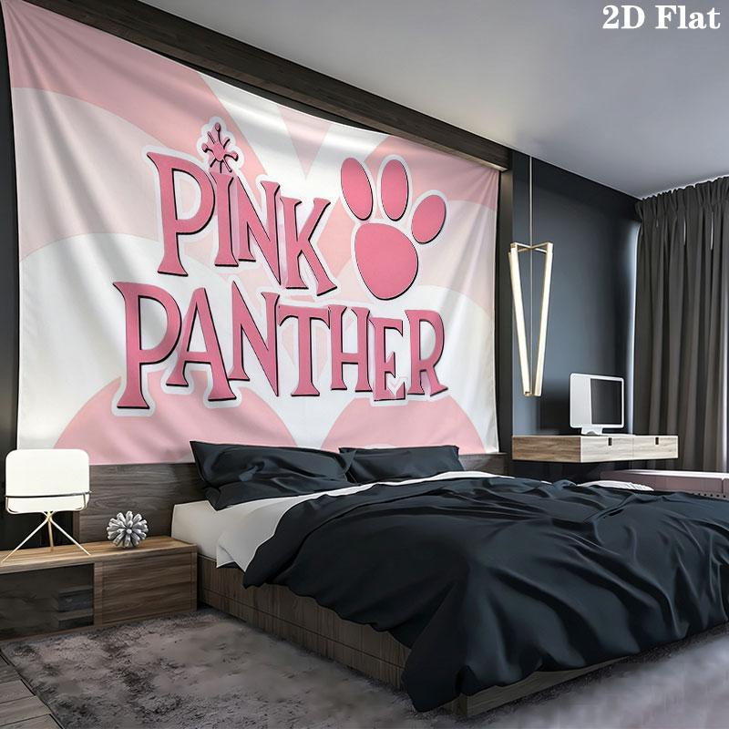Růžový panter Nástěnná tapiserie, estetická tištěná látková přikrývka, vhodná do ložnice, obývacího pokoje a pro domácí dekoraci.