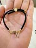 Classic A-Z Initial Heart Bracelet with Zircon on Adjustable Black Cord