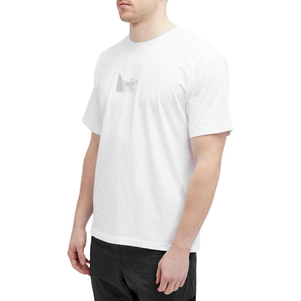 Stone Island Solid Color Printed Pattern Crew Neck Short Sleeve T-Shirt Men Tops White 80152RC88-V0001