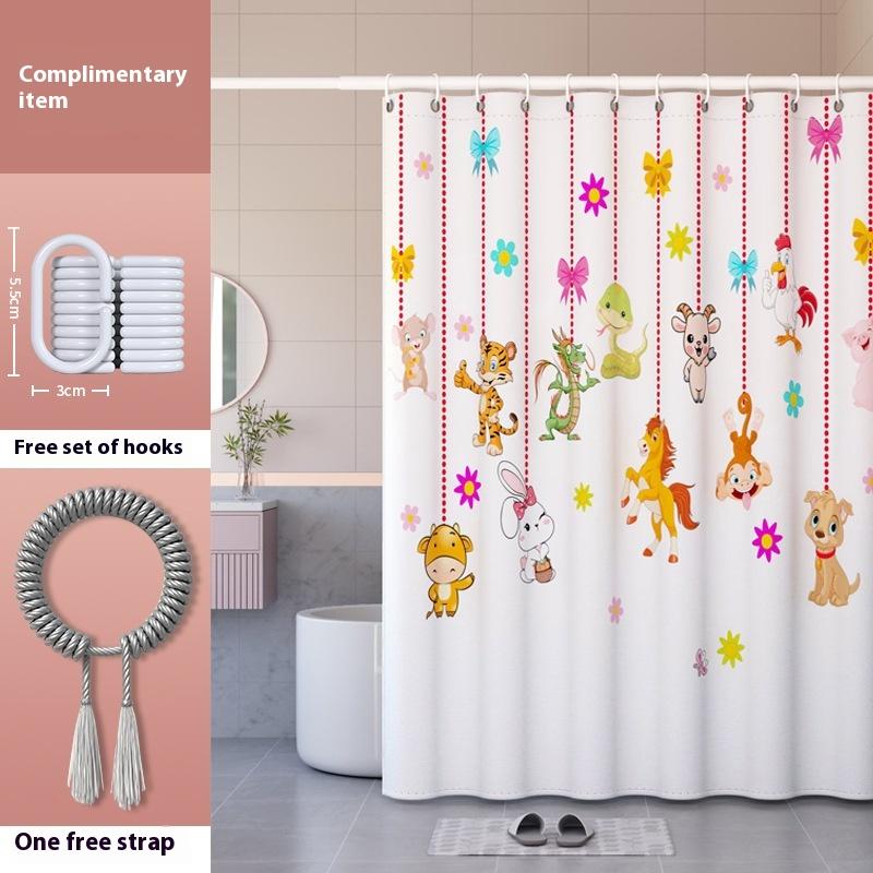 

Waterproof Bathroom Shower Curtain Mold-Proof No Need Drilling Holes Toilet Cover Curtain For Bathroom Shower Partition Curtain W60H190(CM)-1 Pcs