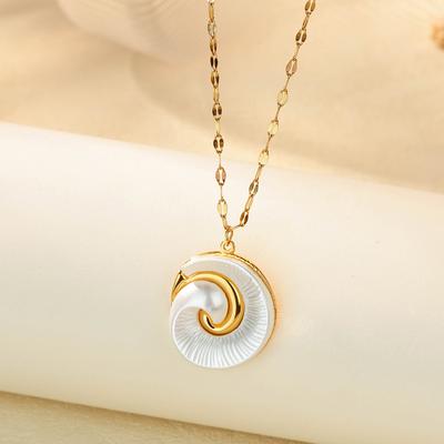 Muschelhalsketten für Damen Goldfarbe Edelstahl Perlenfaden Anhänger Halskette Hochzeitsästhetik Modeschmuck Geschenk
