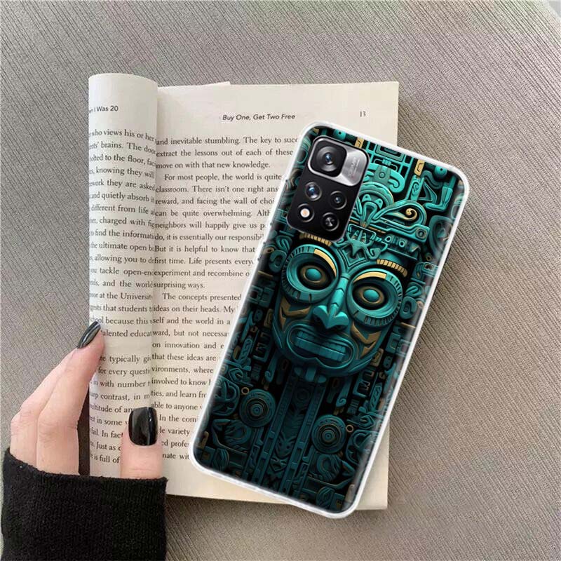 Husă Telefon Piatră Aztecă Maya Pentru Redmi Note 13 12 Pro Plus 14 15 Pro 5G 11 11T 11E 11S 10 Pro 10S 9 9S Cover Cell TPU Transparent Capa