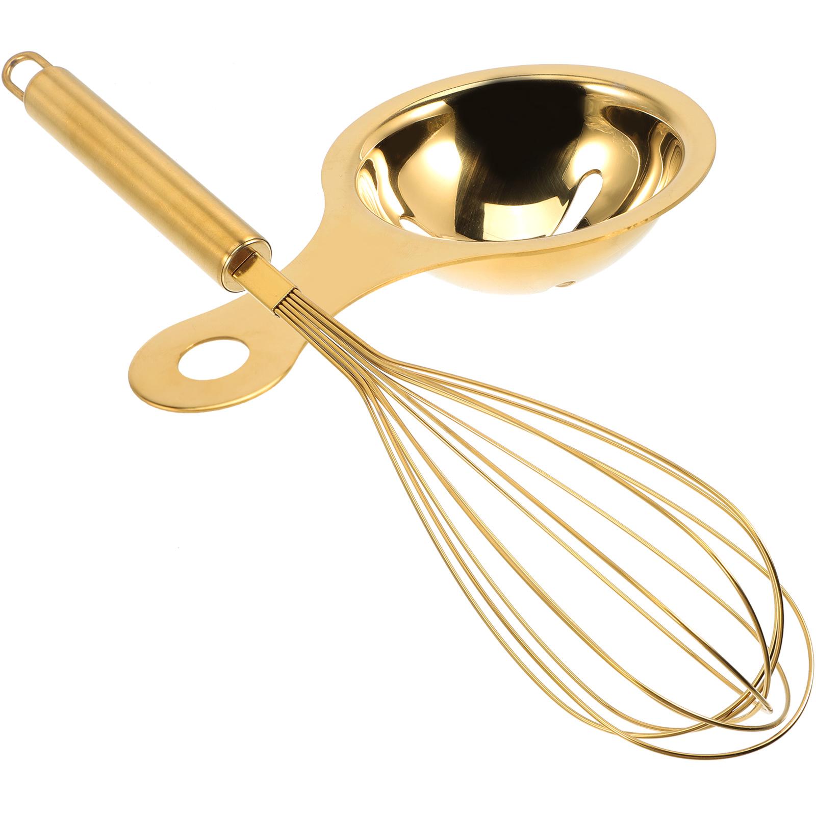 1 Set of Stainless Steel Egg Mixer Manual Egg Whisk Egg Yolk White Separator Kitchen Egg Mixer золотистый