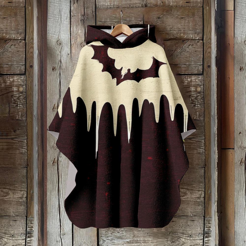 Digital Print Women's Hooded Cloak for Halloween and Christmas