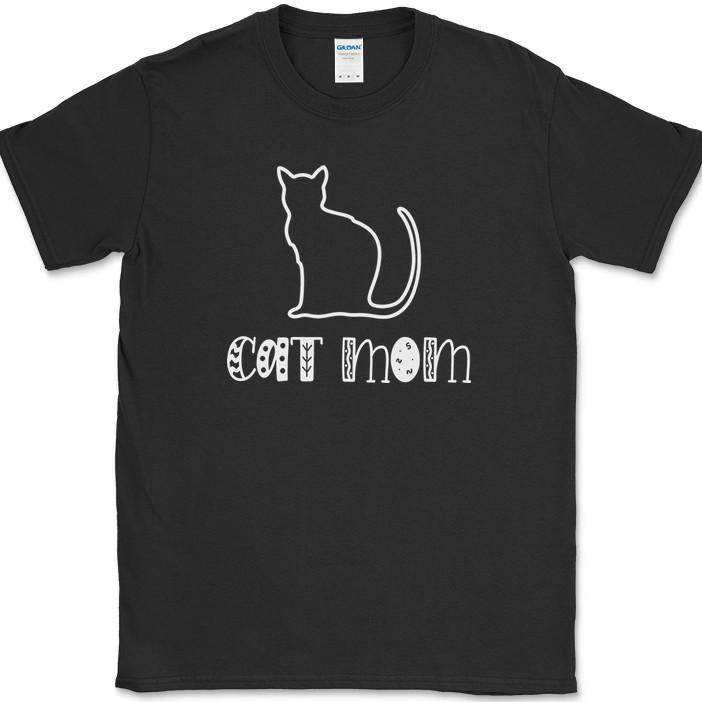 

Cat Mom T-Shirt Funny Kitten Animal Pet Humor Gift Mothers Day Text Tee 4XL