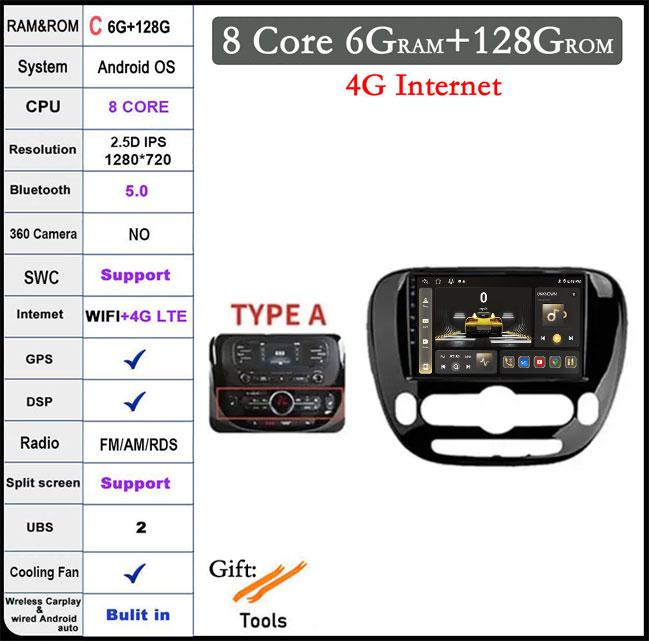 Android 14 For Kia Soul 2 2013-2019 Car Radio Multimedia Player GPS Navigaion DSP Screen