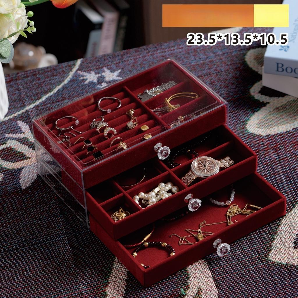 Dreischichtige Schmuckaufbewahrungsbox, Schubladentyp, großes Fassungsvermögen, Anlaufschutz für Ohrringe, Ringe, Halsketten, Armbänder, Schmuckkästchen.