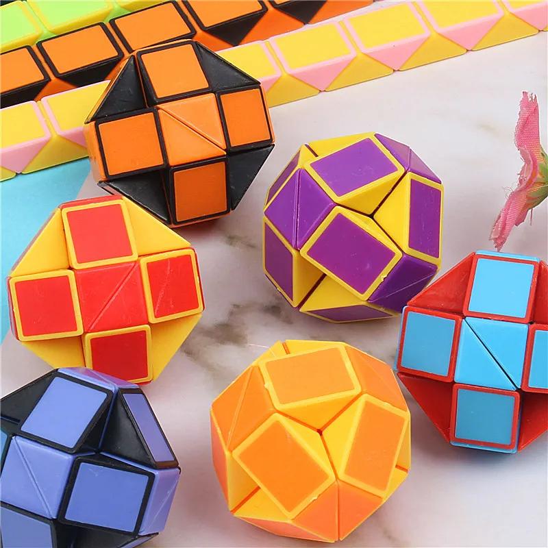 6 Pcs Folding Magic Snake Ruler Puzzle Antistress Cube Educational Toy Kids Birthday Party Favors Goodie Bags School Reward