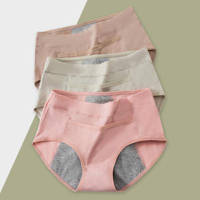Chiloți menstruali pentru femei Bumbac cu talie mijlocie Anti-scurgere Plus Size Moale Respirabil Antiseptic Culoare uni Elastic Rezistent umiditatea