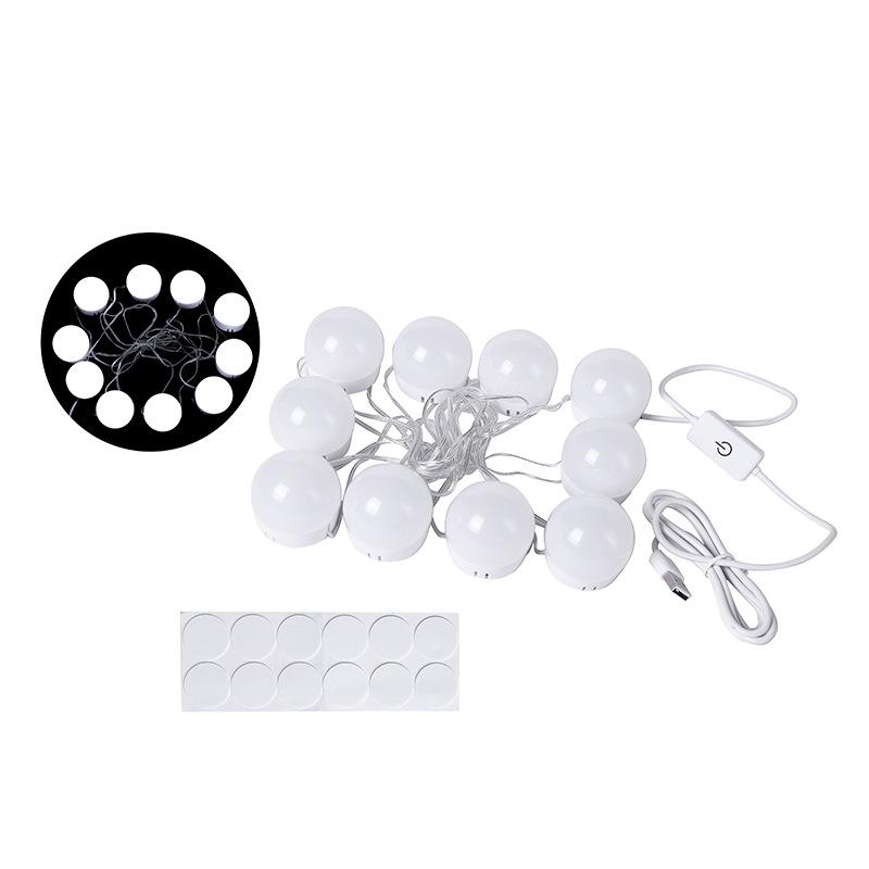Touch-Control Stepless Dimming LED Vanity Lights with 10 Bulbs for Makeup, Cable Management, and Color Adjustment