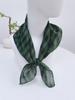 Literary And Elegant Yarn-Dyed Linen Plaid 70Cm Small Square Scarf, Neck Protection Japanese Simple And Versatile Small Scarf