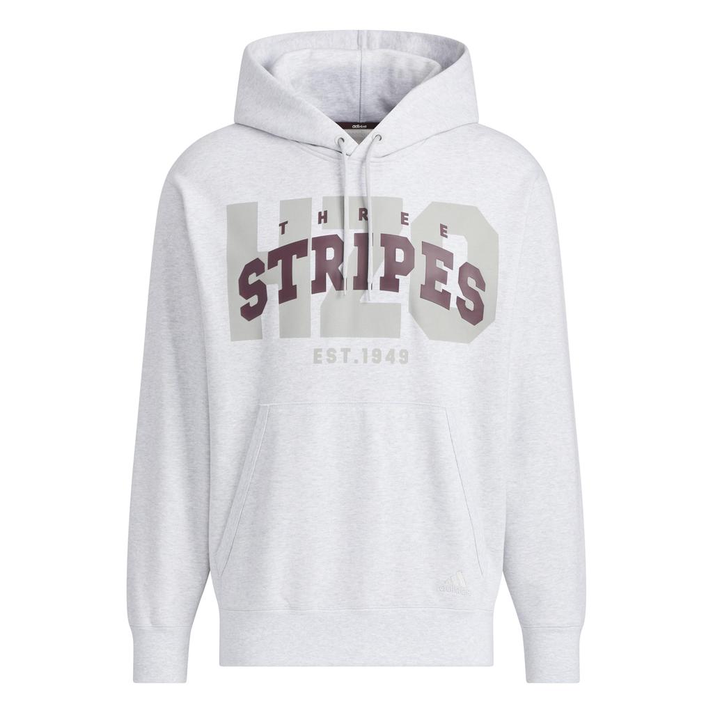 Adidas KWX83 College French Terry Pullover Hoodie in Light Gray Heather Men's Loose-Fit (JG8548)