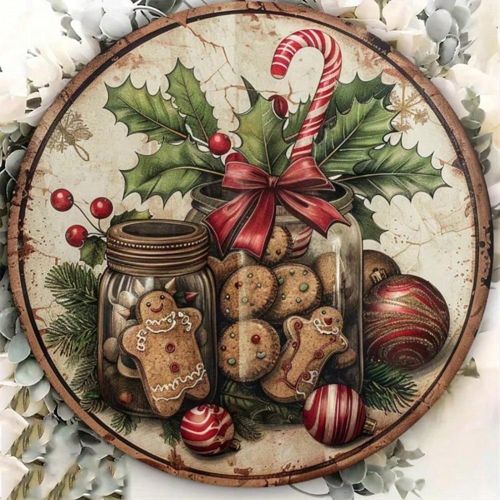 Vintage Gingerbread Man Tin Sign 8x8 Inch 2D Flat Print Holiday Wall Art Home Cafe Decor