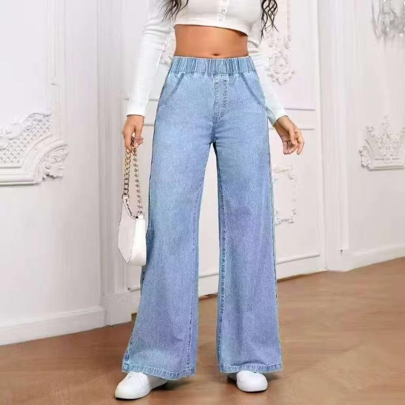 E Hot Sale Light Blue Jeans Women's Clothing Summer New Fashion Loose Trend Long Pants