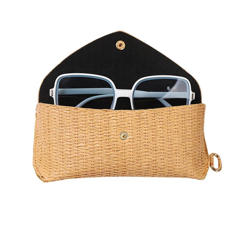 Glasses Box Portable Straw Woven Mesh Glasses Box Fashionable Pressure Resistant Glasses Box Soft Sunglasses Storage Box
