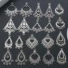 Bohemian Water Drop Heart Double Hole Ethnic Earrings Alloy Jewelry