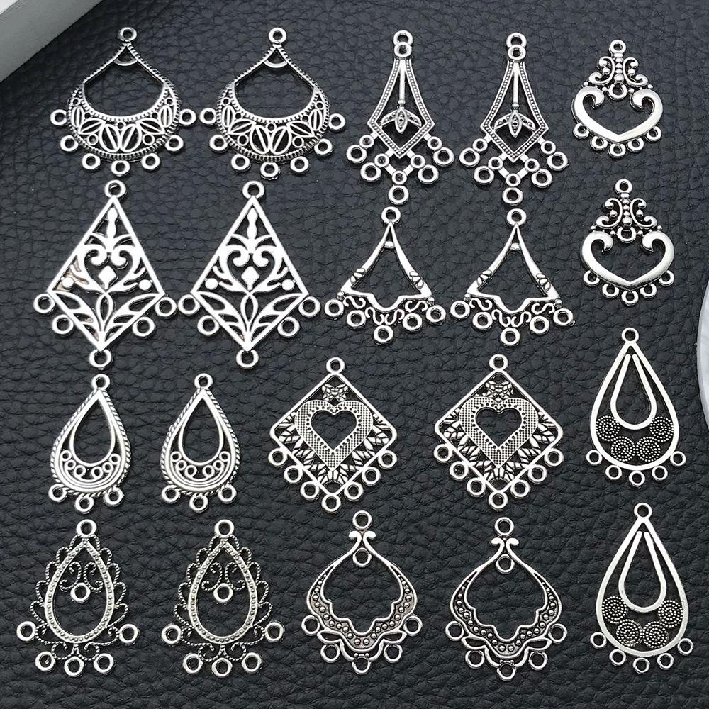 Bohemian Water Drop Heart Double Hole Ethnic Earrings Alloy Jewelry