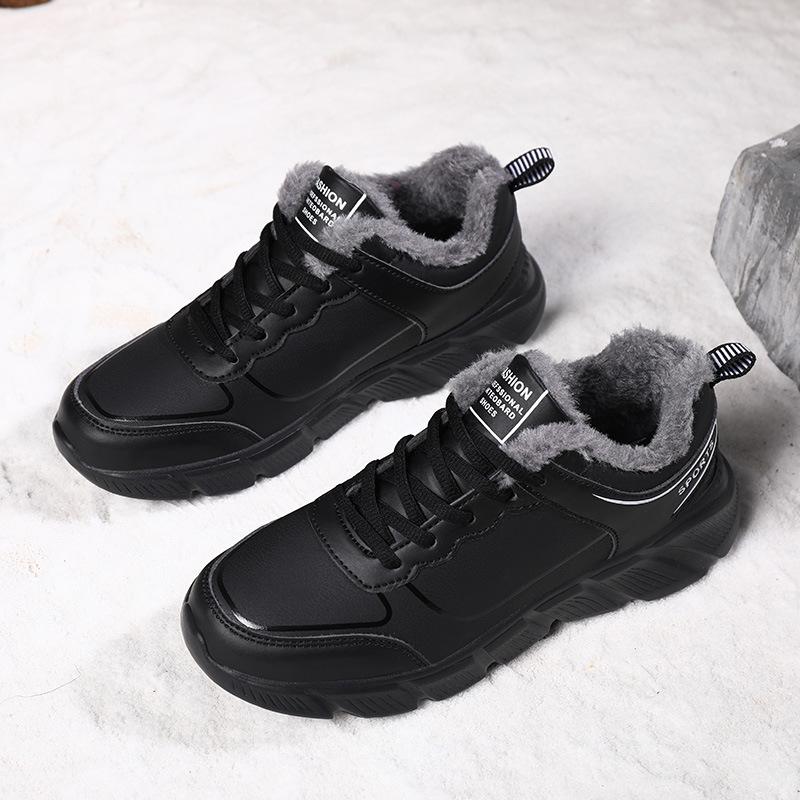 Women's Winter Chunky Platform Running Sneakers Anti-Slip Lace-Up Faux Fur Lining Walking Shoes Warm Fleece Lined Workout Tennis Sneakers for Women