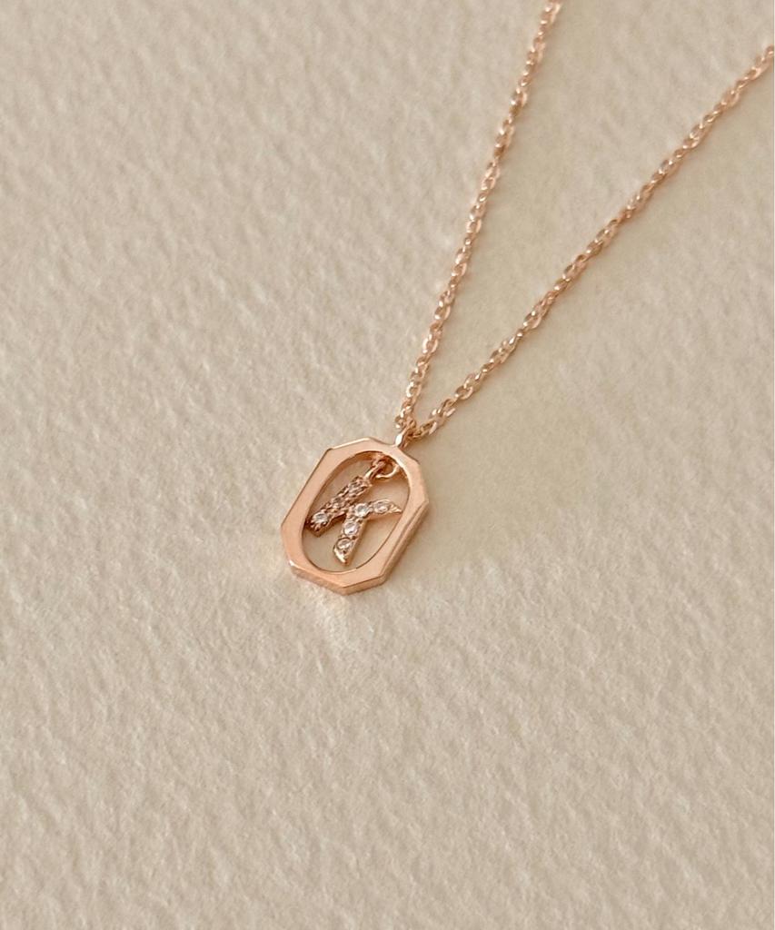 Judien 14K 18K Initial Alphabet Lab-Worn Diamond Necklace (Type A)
