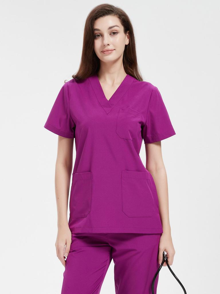 Elastic V-neck Doctor & Nurse Work Uniform - Washable Surgical Gown Suit Set.
