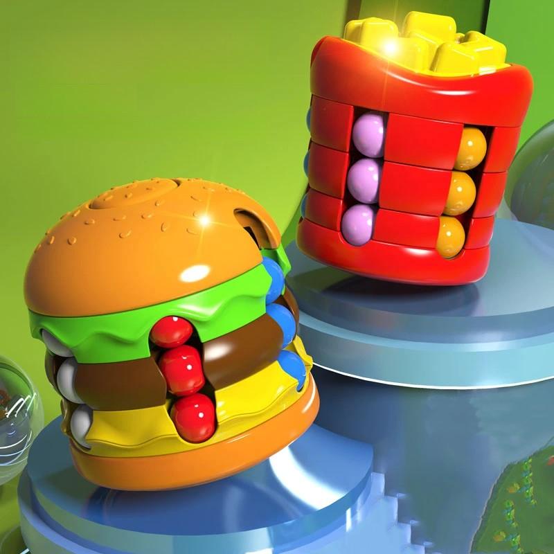 Kids Magic Cube Rotating Bean Adults Fingertip Fidget Stress Relief Creative Puzzle Game Toys for Children