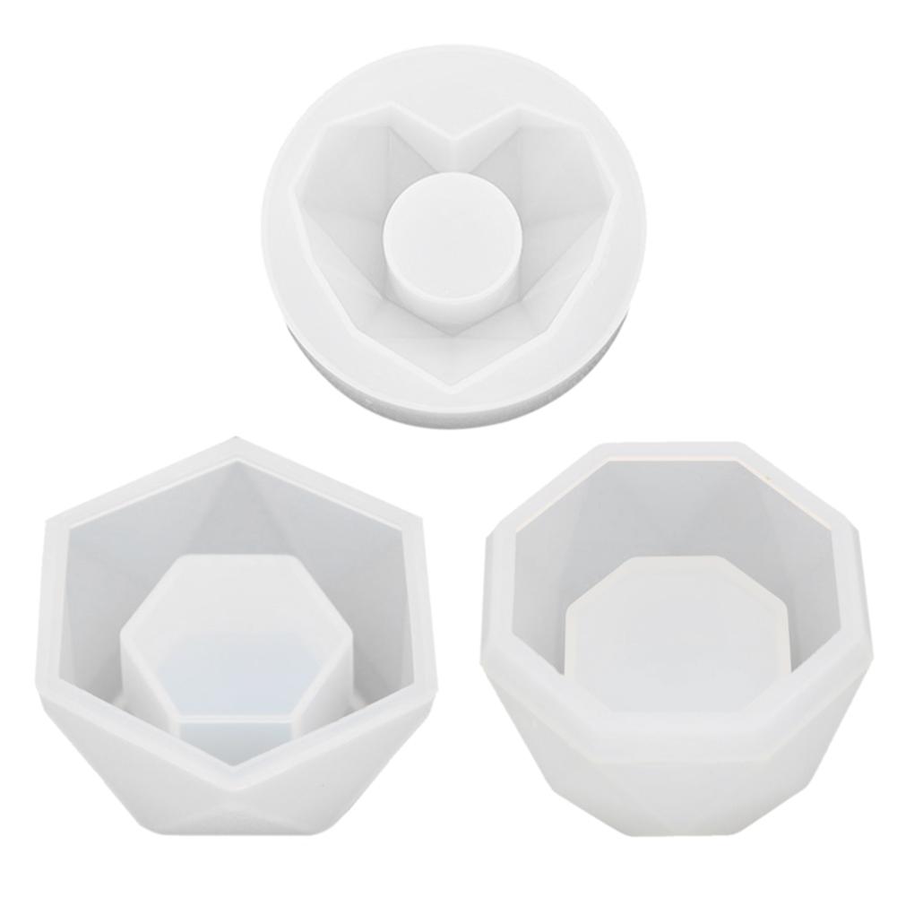 Silikon-Blumentopf-Formen für Kunsthandwerk, polygonale Gussformen, DIY-Sukkulenten-Blumentopf, Tonform, 3 Stile, Betonform